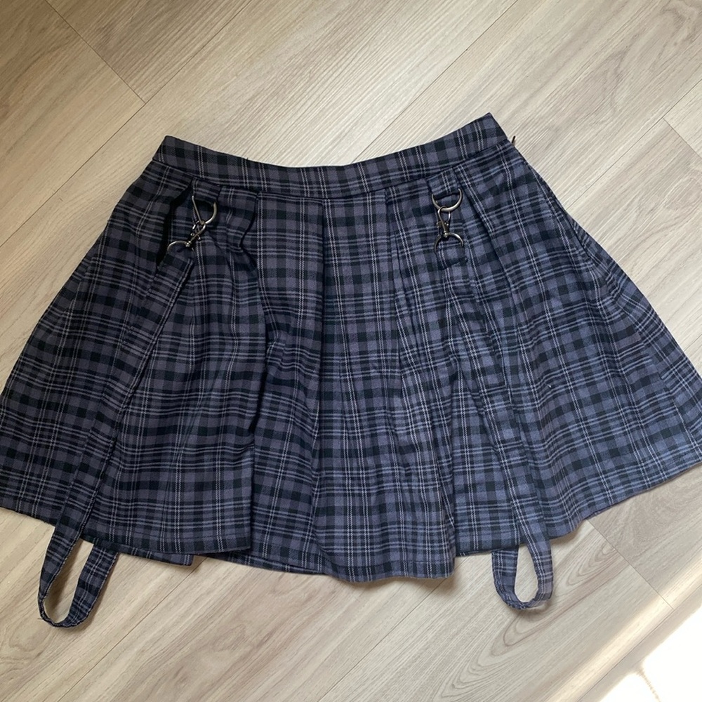 Hot Topic Plaid Suspender Mini Skirt